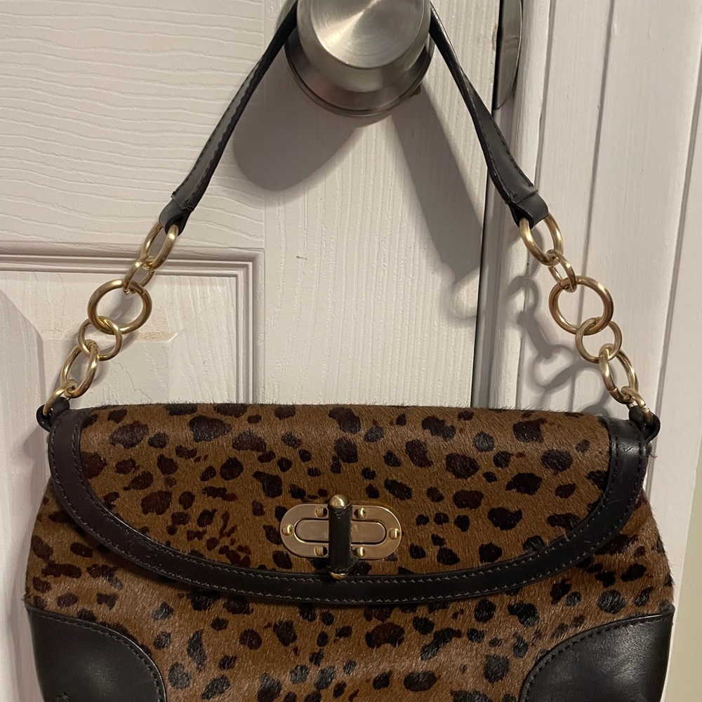 Leopard Print Women's Bag with Black Accents